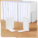 Skyygemm White Wood Scalloped Bookends for Shelves, Non Slip Decorative Cute Aesthetic Preppy Heavy Duty Book Ends Organizer Stopper for Nursery Home Decor Office