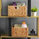 HOONEX Water Hyacinth Storage Baskets for Organizing, Decorative Wicker Baskets with Carrying Handles, Set of 2, Natural