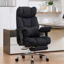 Efomao Big and Tall Office Chair with Footrest - Breathable Mesh Executive Chair, Heavy Duty Computer Desk Chair for Home Office, Ergonomic Lumbar Support & Reclining Mesh Gaming Chair, Black