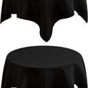 2 Pack Small Square Table Cloth 36X36 Inch Black Washable Fabric Tablecloth Polyester Solid Table Cover for Night Stand End Table Side Table Outdoor Indoor