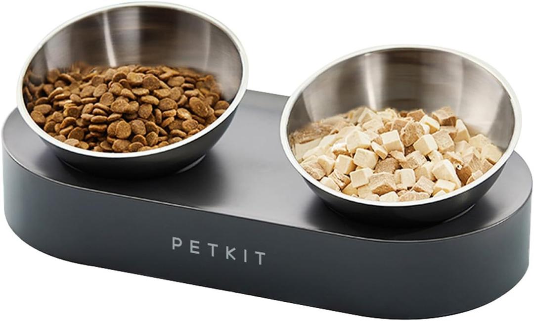 PETKIT 304 Stainless Steel Elevated Cat Bowls&Dog Bowls,Raised Cat Food and Water Bowl Set, Non-Slip, Anti Vomiting 15Â°Tilted Cat Small Animal Plate