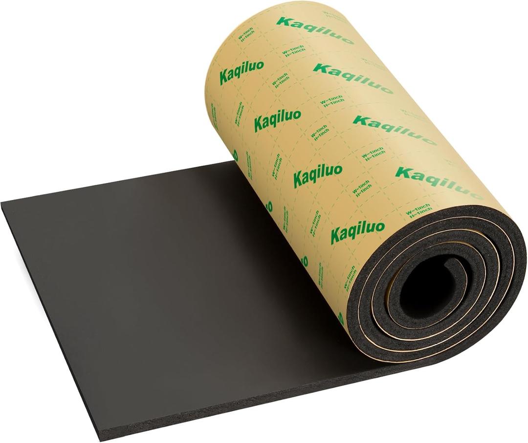 Kaqiluo High Density Self-Adhesive Sound Insulation Acoustic Closed Cell Foam, 5.8 sqft x 0.4in Thick, 50+kg/m ,Sound Proof Padding, Fire/Water Resistant Acoustic Treatment Foam
