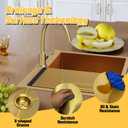 Gold 25"x22" Stainless Steel Drop-In Single Bowl Kitchen Sink - Topmount With Gold-Tone Accessories, Rack, Grid, and Drain Assembly for Modern Luxurious Look