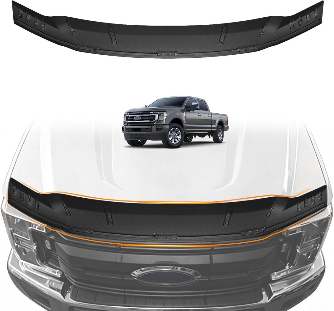TripleAliners Hood Deflector Protector Compatible with 2017-2022 Ford Super Duty F250 F350 F450 Accessories Hood Protector TPE Bug Deflector Shield Replacement