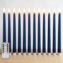 Navy Blue Flameless Taper Candles with Remote Timer, Flickering Battery Operated LED Candlesticks Home Decor Set of 12