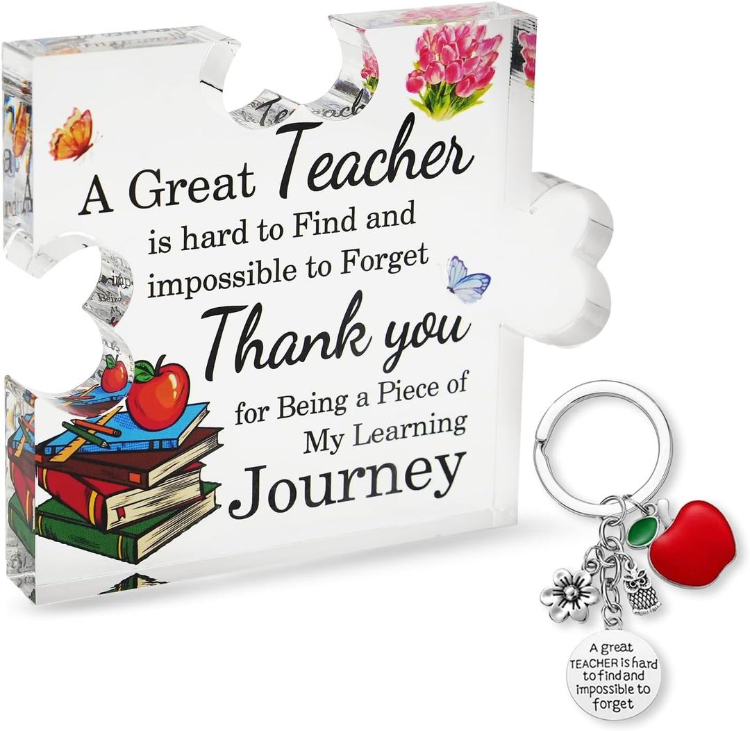 Best Teacher Appreciate Gifts for Teacher, A Great Teacher Acrylic Block Piece set Gifts for Women, First Day of School Thank You Thanksgiving Gifts