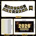 New Years Eve Party Supplies 2026 for 96, New Years Eve Party Decorations, a Banner, 48 Cone Hats, 48 Glasses, 98 Blowouts, 48 Leis, 50 Necklaces and a Backdrop, Great NYE Decorations Pack