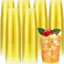 Minatee 100 Count Plastic Cups Disposable Fancy Cups Heavy Duty Wine Cocktail Glasses for Mother's Day, Wedding, Graduation, and Birthday Party Plastic Drinking Tumblers(Yellow,10 oz)