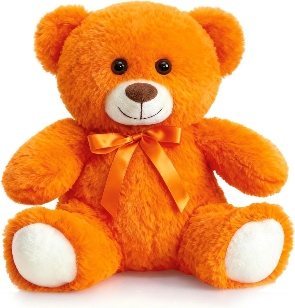 HollyHOME Plush Teddy Bear Stuffed Animal Small Plush Teddy Bear Toys for Children Girlfriend Family Congratulations Baby Shower Birthday Orange 10 inch