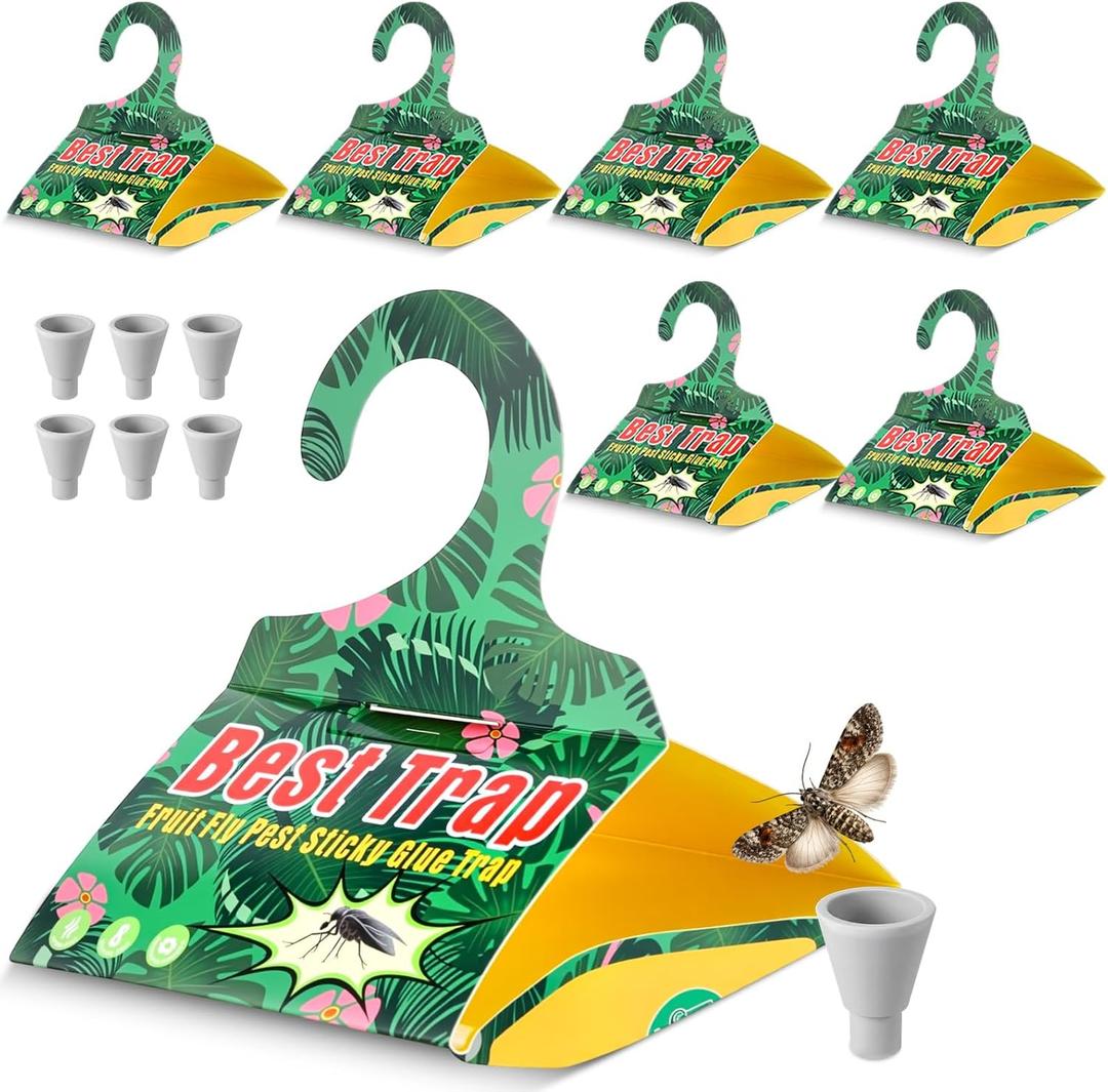 6 Pack Codling Moth Traps for Apple Trees with Pheromone Lures Triangular Hanging Sticky for Apple Trees, Includes 6Traps & 6 Lures, for Orchard & Garden Use