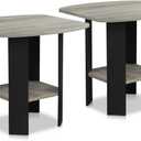 Furinno Simple Design End Table, 2-Pack, French Oak Grey/Black (French Oak/Black)