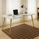 Modern White Wooden Computer Table, 40" L x 20" W x 30" H inches Durable and Stylish Desk for Home Office, Bedroom, or Study