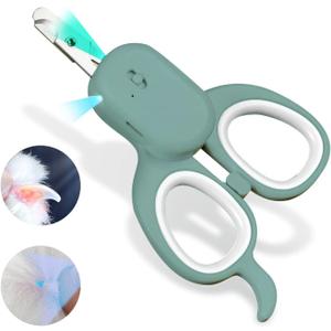 PAKEWAY Pet Nail Clipper with LED & -U-V Light, Cat Claw Trimmer with Ultra Bright LED Light for Nail Bloodline to Avoid Over Cutting, Sharp Angled Blade Grooming Tool for Dog Cat Rabbit Small Animals