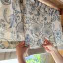 jinchan Linen Valance Kitchen Curtain for Windows Double Layer 16 Inch for Living Room Bedroom Window Treatment Light Filtering Vintage Rustic Farmhouse Cottagecore Rod Pocket 1 Panel Blue on Beige