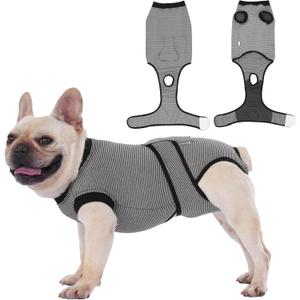 Traje De Recuperacin para Perros Despus De UNA Ciruga, Dog Abdominal Wounds Bandages, Substitute E-Collar & Cone, Prevent Licking Dog Onesies Surgery Recovery Suit, Grey Color, Size S