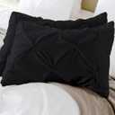 Standard Pillow Shams Set of 2 Pinch Pleated Black Pillow Shams Standard Size 20x26 Pillow Covers 100% Egyptian Cotton 600 TC Soft Skin Friendly Cushion Cover Cases Decorative Pillow Shams for Bed