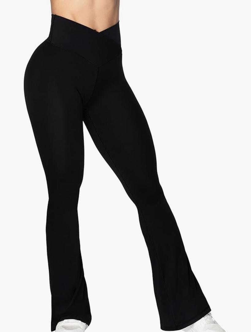 Sunzel Flare Leggings, Crossover Yoga Pants with Tummy Control, High-Waisted and Wide Leg Medium
