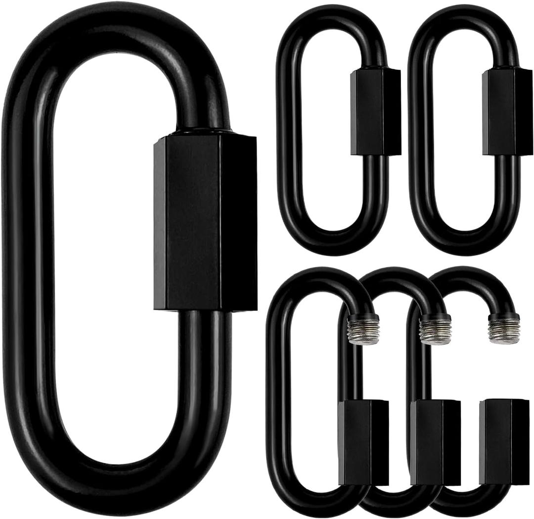 Stainless Steel Chain Quick Links- Locking Carabiners, Chain Hooks, Twist Key Ring Screw Chain Link,Black