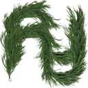 6FT Artificial Norfolk Pine Garlands for Christmas Decorations,Real Touch 2 PCS Winter Faux Greenery Garlands for Mantel Table Stair Fireplace Wall Holiday Indoor Outdoor Decor
