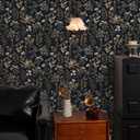 Abyssaly Black and Gold Wallpaper Dark Floral Peel and Stick Wallpaper Vintage Leaf Contact Paper Removable Self Adhesive Moody Botanical Vinyl Wrap for Bedroom Bathroom Shelf DIY Decor 17.3" x 118"