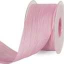TONIFUL 2 Inch x 25 Yards Wide Pink Crinkled Ribbon Silk-Like Wrinkled Ruffled Woven Solid Ribbons for Crafts Floral Bouquets Rustic Wedding Decorations Gift Wrapping Packaging Valentine's Day
