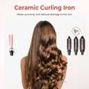 5 in 1 Curling Iron,Curling Wand Set and Thermal Brush Hair Tool,12 Temp Heating Setting Hot Comb,Interchangeable Ceramic Wand Curling Iron 110-240V