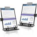 TONOS Paper Stand Document Holder - 2PC Quality Document Holder for Desk, Paper Stand for Desk When Typing, Sturdy Stainless Steel Copy Holder, Adjustable Angle, Paper Holder Stand for Desk Typing