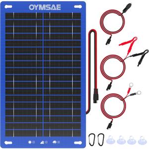 OYMSAE 12W Solar Car Battery Charger Portable 12V Trickle Battery Charger & Maintainer Waterproof Solar Panel for Car Boat Automotive RV
