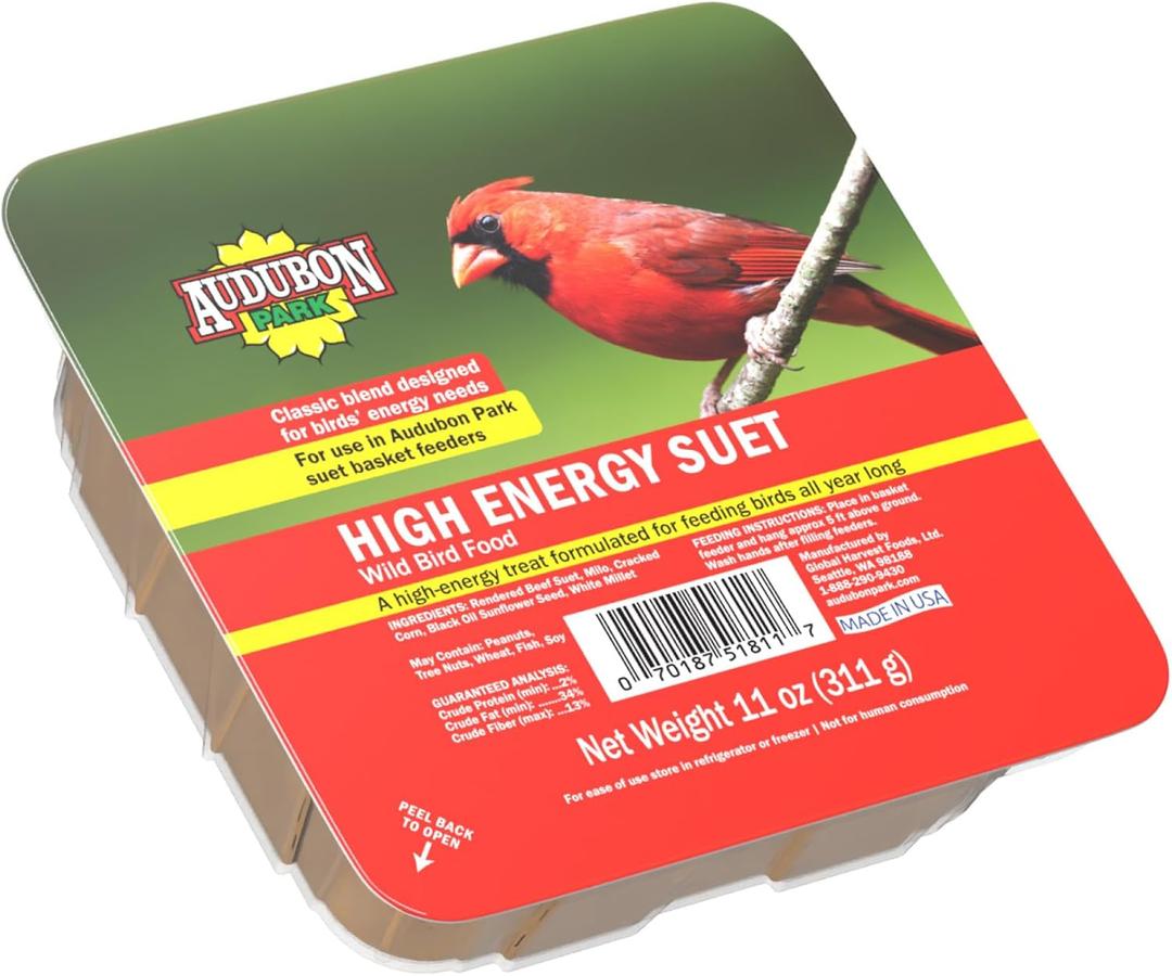 Audubon Park 13065 High Energy Suet Cake Wild Bird Food, 11-Ounces BBD:08-26-2025
