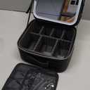 Relavel Travel Makeup Bag With LED Mirror, Cosmetic Train Case with Light up Mirror, Portable Makeup Artist Organizer Bag with Adjustable Dividers, Makeup Brush Holder Storage, Black