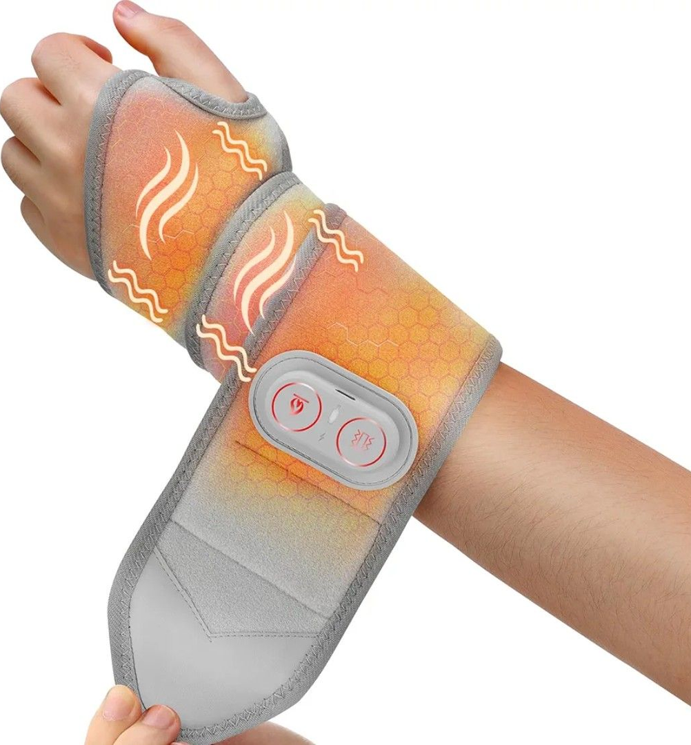 Cordless Wrist Heating Pad for Pain Relief, Heated Wrist Massager Wrap for Arthritis, Rechargeable Heated Wrist Brace Hand Heating Pad for Carpal Tunnel (Grey)