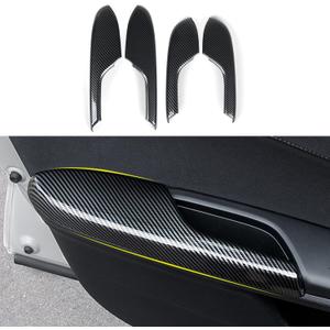 Inner Door Armrest Decor Cover Decals for 2016-2021 Honda Civic 10th Gen Accessories ABS Carbon Fiber Stickers, NOT for Coupe Model