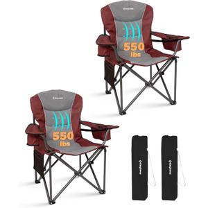 KingCamp Oversized Camping Chairs, 550lb Heavy Duty with Lumbar Support