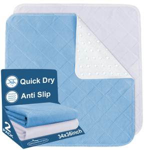 Washable Reusable Underpad – Heavy Absorbency Waterproof Bed Protector for Kids, Adults, Elderly & Pets | Leakproof, Soft, QuickDry (34 x 36)