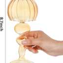 Desk Lamp Shaped Glass Candle Holders - Glass Hurricane Candleholders Crystal Decorative Candle Stand for Table Wedding Dinning Centerpieces Party Supplies Decor Amber