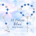 Yinkin 50 Pieces Blue Baptism Mini Rosaries Include 25 Pcs Blue Baptism Baby Rosary and 25 Pcs Organza Bags Baptismal Gifts Baby Christening Gifts for First Communion Decorations Party