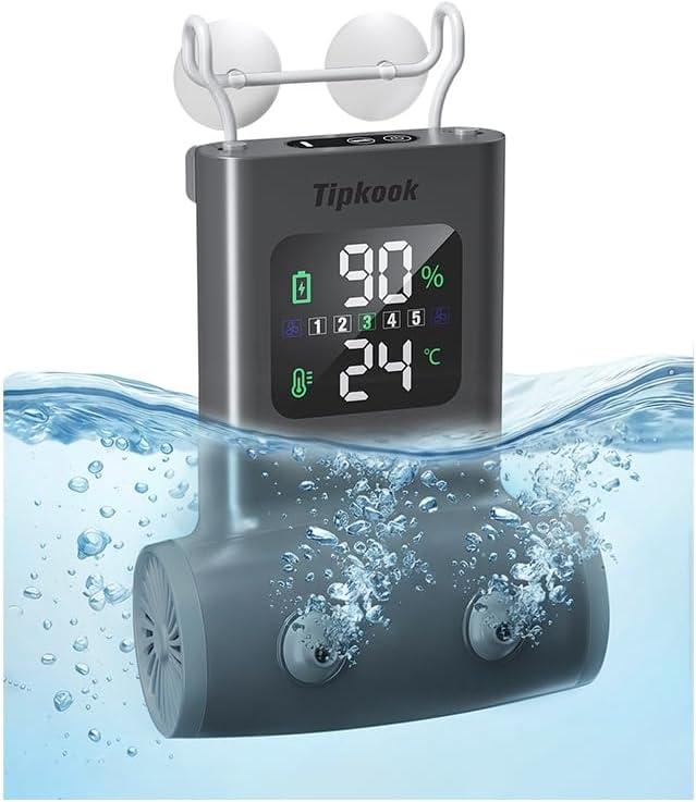 Cordless Bath Jets for Tub: Rechargeable Jet Spa for Bathtub with 5-Level Adjustable Speed & LCD Display, IPX8 Waterproof Bath Jets, 8 Suction Cups, Jet/ Bubble Mode, Birthday Gifts for Women - Gray