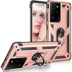 Case for Samsung Galaxy Note20 Ultra [Military-Grade][Dust-Proof][Shockproof] Phone Cover with Kickstand Support Car Magnetic Holder for Galaxy Note20 Ultra 5G 6.9"-Pink