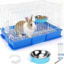 BWOGUE Small Rabbit Cage Indoor, Guinea Pig Cages with Water Bottle, Hangable Food Dish & Grid Mesh Floor, Bunny Enclosure for Hamster, Ferret, Rat, Chinchillas, Hedgehog and Small Animal