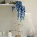 Dailisen 3 Strands 40'' Silk Blue Wisteria Artificial Flowers, Fake Wisteria Floral Hanging Plant Garland, for Home Decor, Party, Floor Vase, Balcony, Wedding Arrangement Decoration (Blue)
