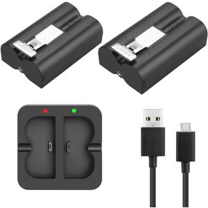 Charging Station and 2 Packs Rechargeable 3.65V Lithium-Ion Battery That is Compatible with Ring, for Video Doorbell 2/3 and Spotlight Cam Battery 6400mAh