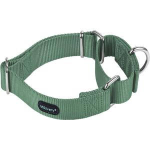 Mikivery Martingale Dog Collar Nylon Adjustable and Safety Training Metal Buckle Dogs Collars for Small Medium and Large Breed(Emerald,M)