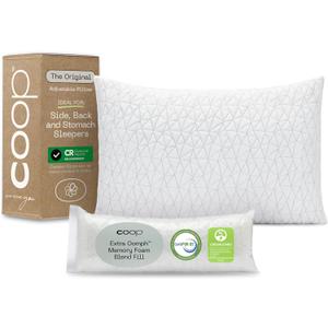 Coop Home Goods Original Adjustable Pillow, Queen Size Bed Pillows for Sleeping, Cross Cut Memory Foam Pillows - Medium Firm Back, Stomach and Side Sleeper Pillow, CertiPUR-US/GREENGUARD Gold (Queen, Original White)