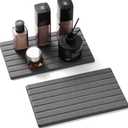 2PCS Water Absorbing Stone Drying Tray Mat for Bathroom Sink & Kitchen Counter Organizer, Quick Dry Dish Soap Dispenser Sponge Holder, Vanity Sink Caddy, Coaster, Dark Gray - 10" x 6"