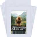 Falling in Art 5 Pack Acid Free 18x24'' White Picture Mats Board Show Kit for 12x18'' Photos, 4-Ply Beveled Pre-Cut Photo Mats with Backing Board for Frames, Artwork and Prints