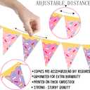 Dessert Themed Triangle Banner 5pcs Pink & Purple Sprinkle Donut Ice Cream Garland for Sweet Birthday Supplies & Girls Baby Shower Party Decor