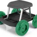 Pure Garden 82-VY021 Cart Rolling Stool with Wheels Seat, and Tool Tray for Weeding, Planting, or Lawn Care  Gardening Accessories and Supplies, 17.5x19, Green/Black