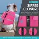 Queenmore XXL Dog Life Jacket, Floating Vest for Boating, Lightweight Adjustable Reflective Lifesaver with Back Zip, Rescue Handle, Leash Hook (Fuchsia XXL)