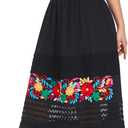 YZXDORWJ Women Mexican Dress Floral Embroidered Peasant Casual Sexy Lace Off-Shoulder Long Maxi Wedding Dress (XXXL, 348BK)