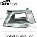 Hamilton Beach Steam Iron & Vertical Steamer for Clothes with Scratch-Resistant Durathon Soleplate, Digital Fabric Selector + 8 Retractable Cord, 3-Way Auto Shutoff, Anti-Drip, 1800 Watts, Green